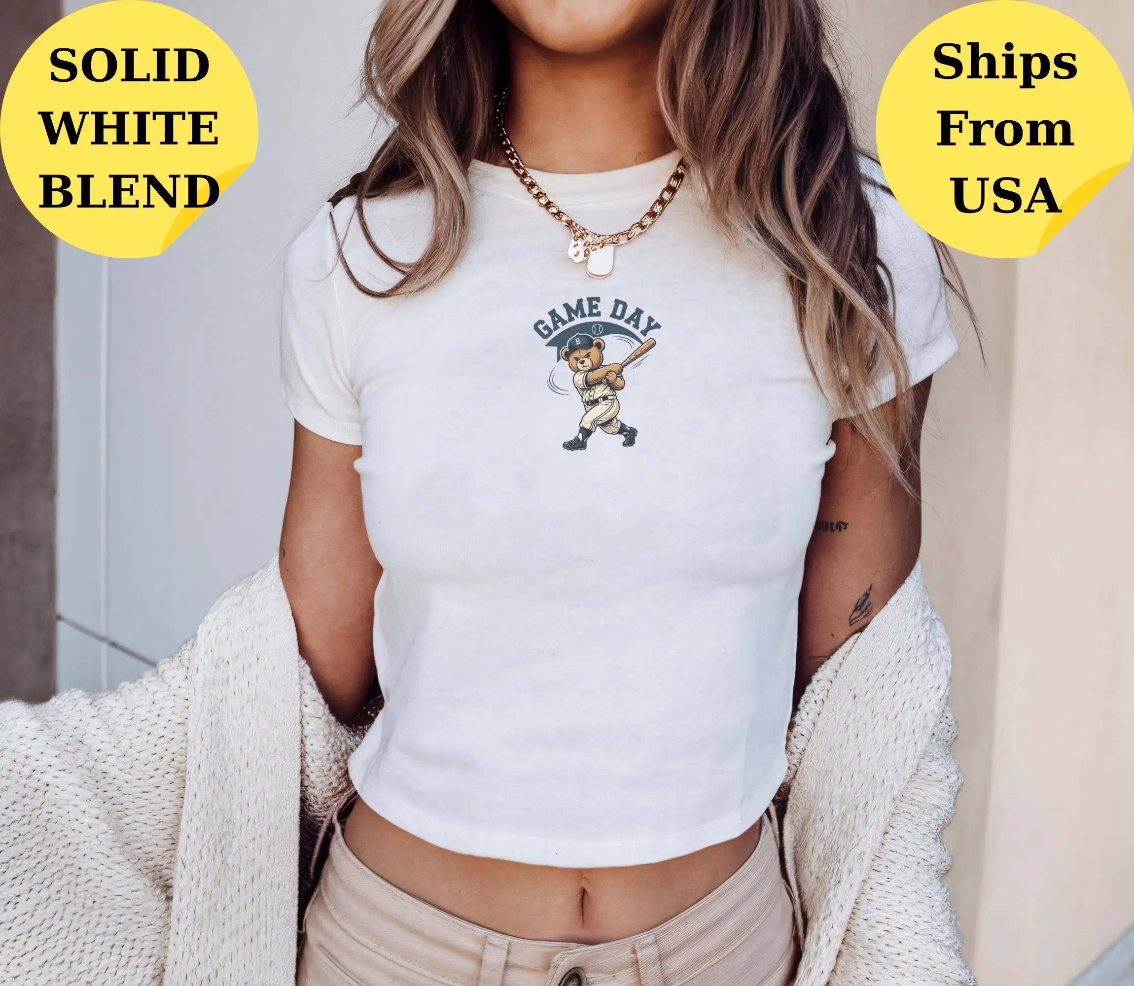 [Sale off up to 65%][Free Ship] Game Day Baseball Baby Tee, Fantasy Baseball Season, Cute Game Day Shirt, Vintage Teddy Bear Tank, Y2K Aesthetic Graphic 90s Tank Top