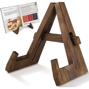 Wooden Cookbook Stand for Kitchen Counter Rustic Recipe Book Holder Farmhouse Display Stand for Cookbook Tablet Magazine Kitchen Decor Gift for Mom