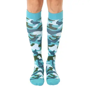 Camo Compression Socks | Moisture-Wicking Nylon with Padded Cushion Bottom - 15-20mmHg Graduated Support - Unisex Casual Printed Socks for Daily Wear