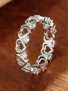 1 PC Gorgeous Cubic Zirconia Heart Shaped Ring For Women For Mother's Day Gift Party Jewelry Heart Design Ring