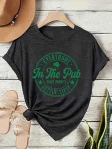 St Patrick's Day Bar T-Shirt, Clover Print Tee, Irish Celebration Top, Party Shirt, Fashion Comfort Casual T-Shirt