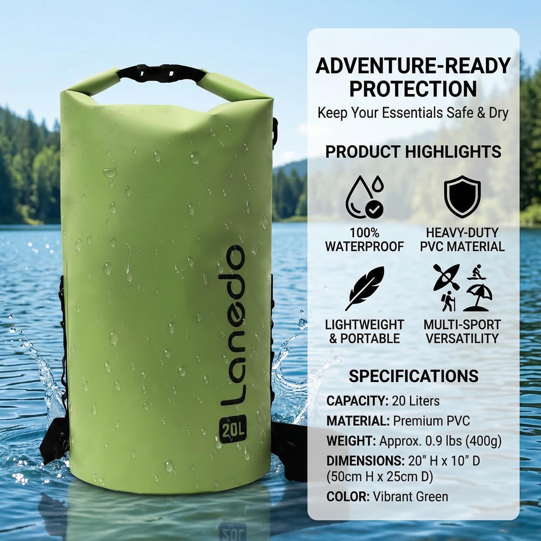 20L/30L Dry Bag Large Waterproof Bag Roll-Top Heavy Duty Fishing Duffel Bag with Durable Straps for Kayaking Paddle boarding Boating Rafting Fishing