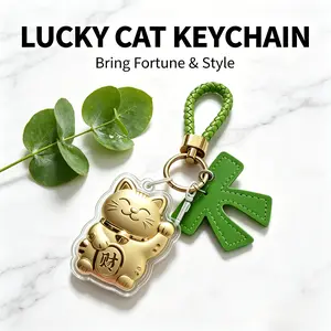 Keychain Phone & Bag Hanging Ornament，999 Gold-Plated Lucky Cat Pendant, Authentic Jewelry with Official Certificate, New Trendy Fashion Accessories