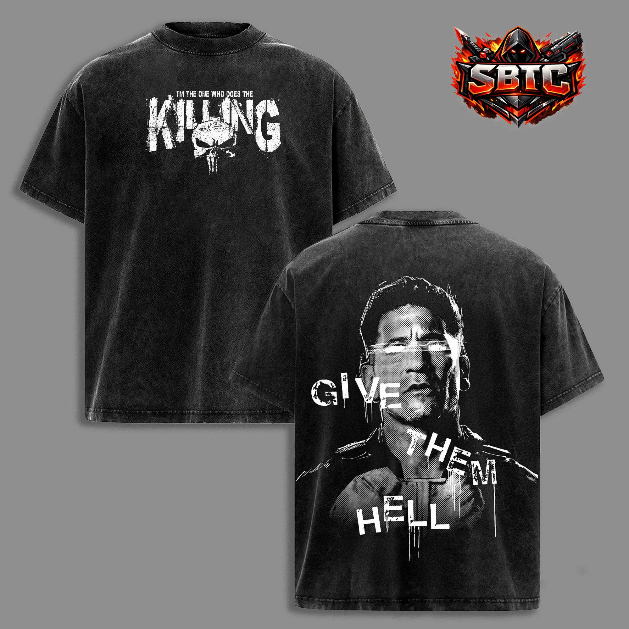 The Punisher Vintage Washed T-Shirt | Frank Castle Skull Graphic Tee | Give Them Hell Oversized Cotton Streetwear Shirt | Tactical Anti-Hero Unisex Fan Gift