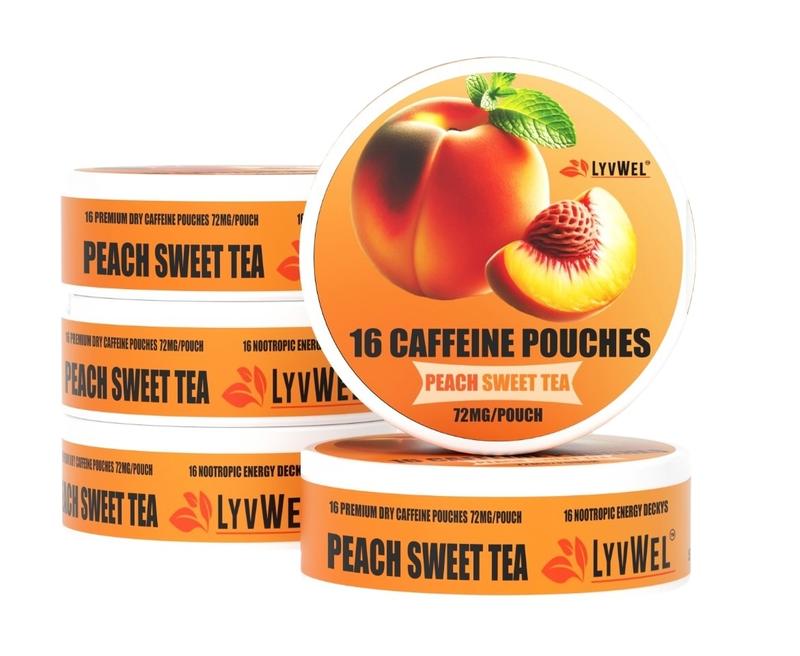 LyvWel 72mg Caffeine Pouches 5-pack Variety or solid flavors 1152mg per can Lip pillows No Sugar, Energy Decky Boost Upper Decker blueberry ice, Pineapple, Cherry, Red gummy bear, Watermelon, Peach tea, Spearmint, Wintergreen, Mango crush, Pink lemonade
