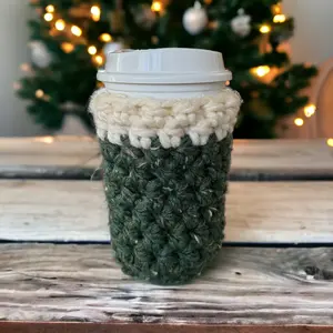 Winter Pine Handmade Crochet Coffee Cup Cozy Sleeve Drinkware Tumbler