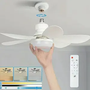 Modern E27 Screw Base Ceiling Fan Light, Quiet Wind Design, Ideal for Living Room Dining Bedroom, Energy Efficient F Rating