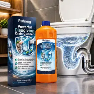 Ruhong Powerful Dissolving Drain Cleaner Liquid for Kitchen Sink Bathroom Shower Fast Acting Clog Remover Removes Hair Grease Food Buildup Deodorizing Easy Use Home Drain Solution