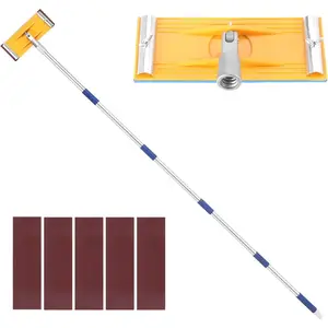 Pole Sander For Drywall,Sanding Pole,31-74-inch Manual Hand Drywall Sander with Extension Pole.  for Painting, Complete with 5 count Sanding Sheets (60, 100, 180, 240 ,320Grit)