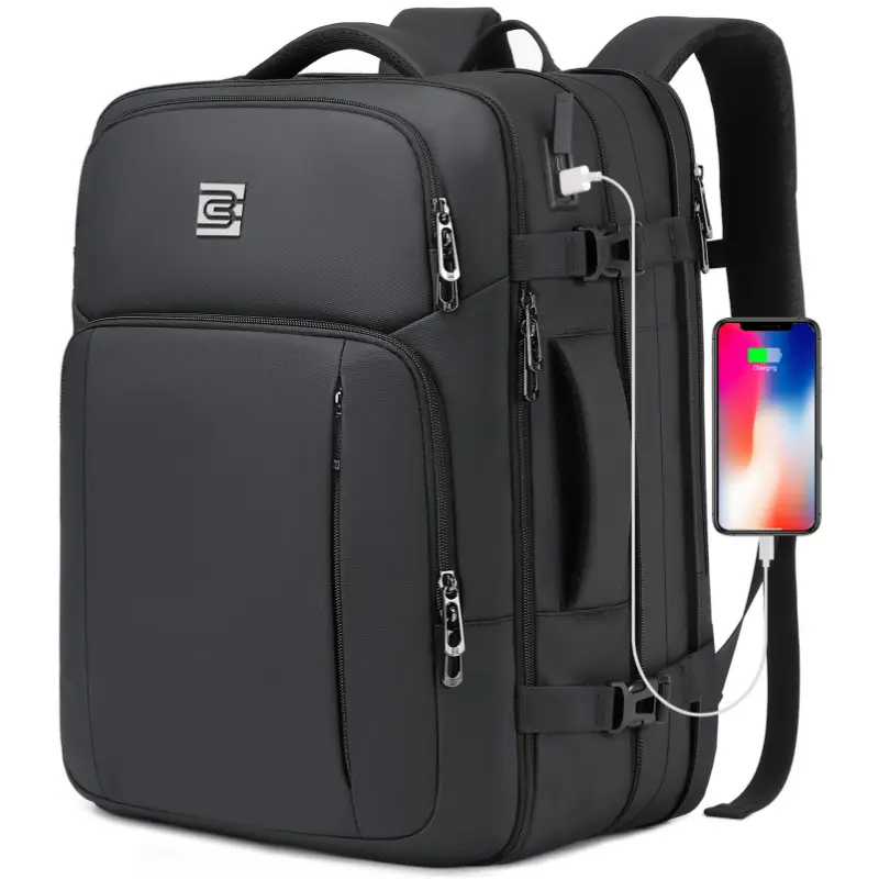 Bruno Cavalli Travel Backpack TSA Friendly 36L Expandable #18621 Black - With Dedicated 17" Laptop Compartment, Business, Travel, Outdoor, TikTokShopB
