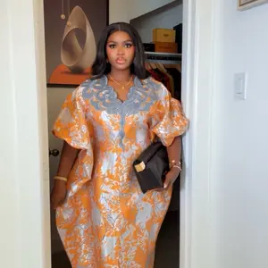 Azariah Embroidered Dress for Women - Orange and Gray Patterned Design - Perfect for Special Occasions