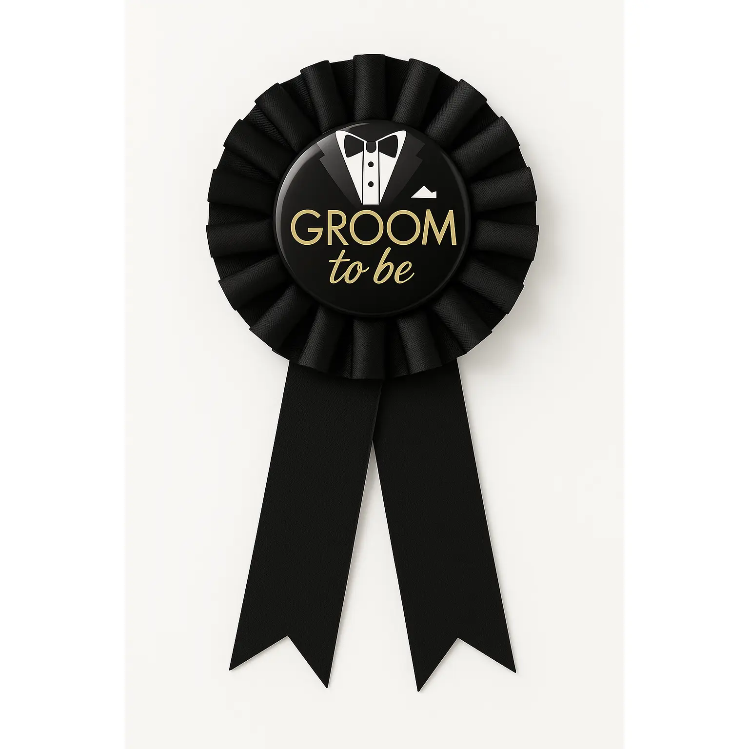 "Groom To Be" Award Ribbon - Black Tuxedo Design