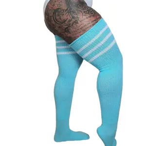 Plus Size Thigh High Socks - Striped and Solid, Acrylic and Cotton Material, 1 pair, Free Belted Straps, Sexy Fit, Comfort Fit for Women - Elastic Womenswear Adjustable Bridal Activewear