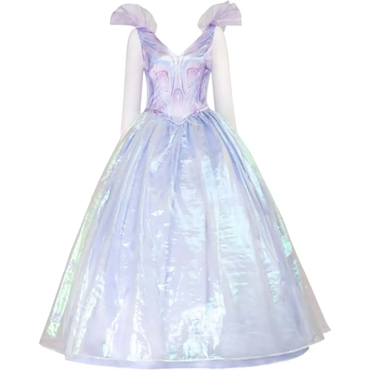 Glinda Purple Lavender Iridescent Dress Cosplay Costume V Neck Puff Sleeve for Comic Con Convention