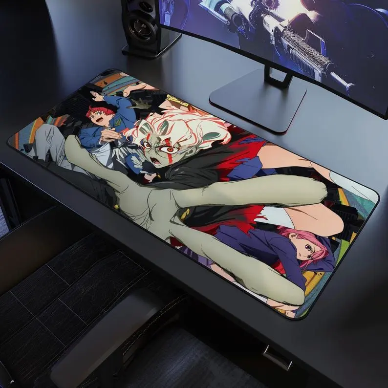 Dandadan Desk Mat, Momo Aira And Okarun Anime Mousepad, Large xl XXL Gaming Desk Mat, Perfect for Sci-Fi & Supernatural Fans