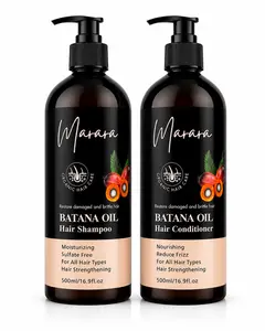 MARARA Batana Oil Shampoo and Conditioner 500ML - Sulfate Free, Shea Butter, Keratin for Restoring Moisture and Nourishing Damaged Hair