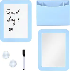 Blue Locker Accessories for Girls with Whiteboard, Mirror and Pen Holder - School & Work Locker Decor,  to School Essentials