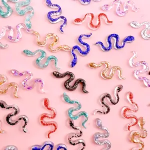 150pcs Colorful Snake Nail Charms, Resin Art Accessories, DIY Manicure Decorations