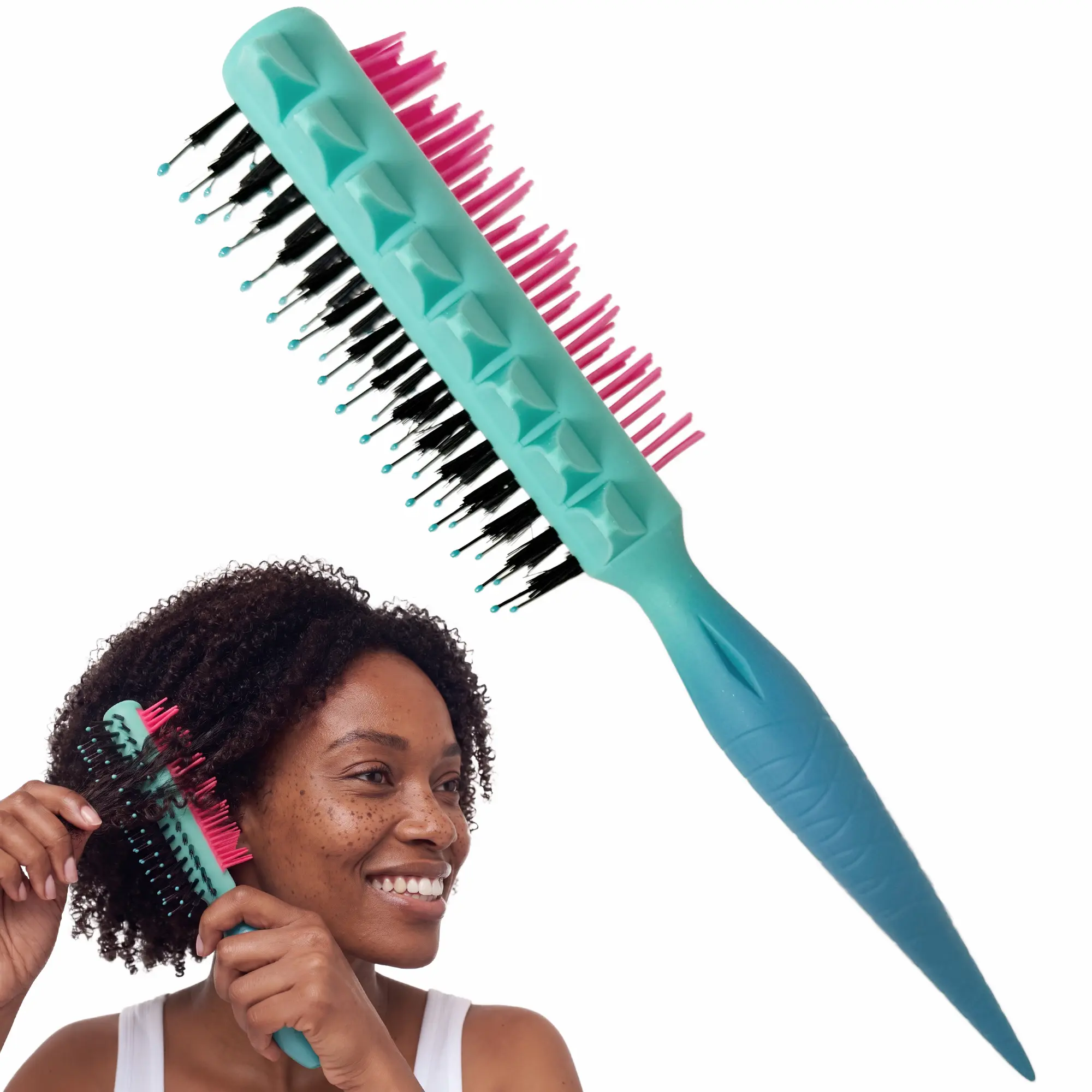 DONNA 4-in-1 Curl Defining, Detangling, Smoothing, & Sectioning Brush for Curly Hair