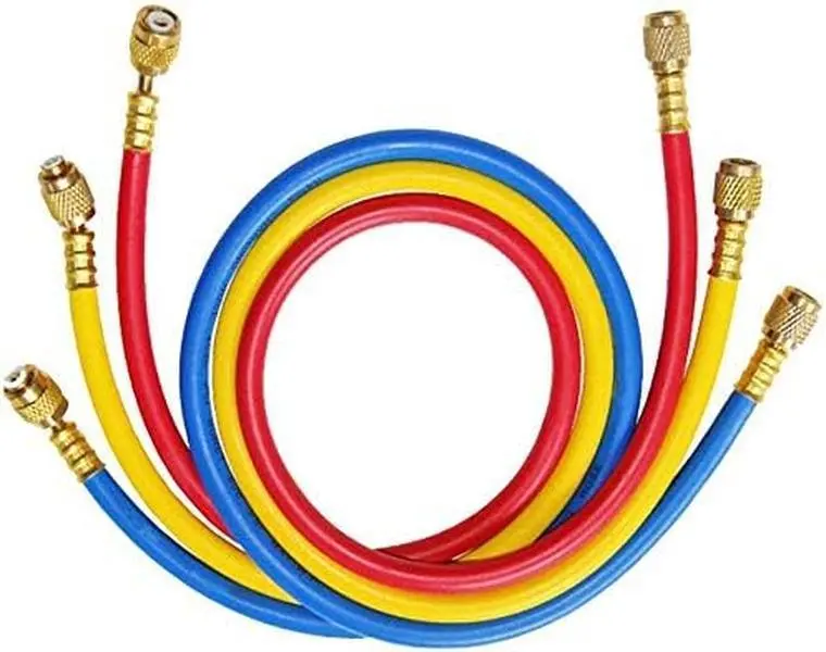 AC Charging Hose 1/4" SAE Flare Thread HVAC Air Condition Refrigerant Charging Hose 36” for R12 R22 R502 (Pack of 3)