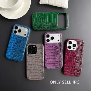 Fashion Dark Color Imitation Leather Crocodile Skin Blue Green Purple Gray Half-Wrapped Case Cover Case Cellphone Casing Smartphone For iPhone 17 16 15 14 Pro Max