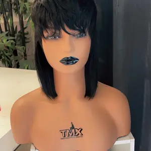 1-bob 100% human hair w/ closure 30/Burgundy black 2 blunt cutbob 3 short mullet 4 long w/ bang