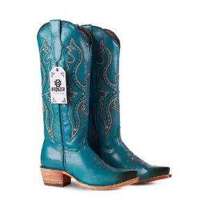Harpy WR Cristal – Genuine Leather Cowboy Boot for Women in Turquoise Color | Marie RT Last | Leather Sole
