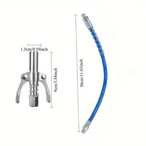 Heavy Duty Industrial Grease Gun Connector Hardware Set, 10000 PSI Leakproof, 1/8" NPT Oil Nozzle Hose, 30 cm Length, Suitable for Automotive Repair Tools Pressure