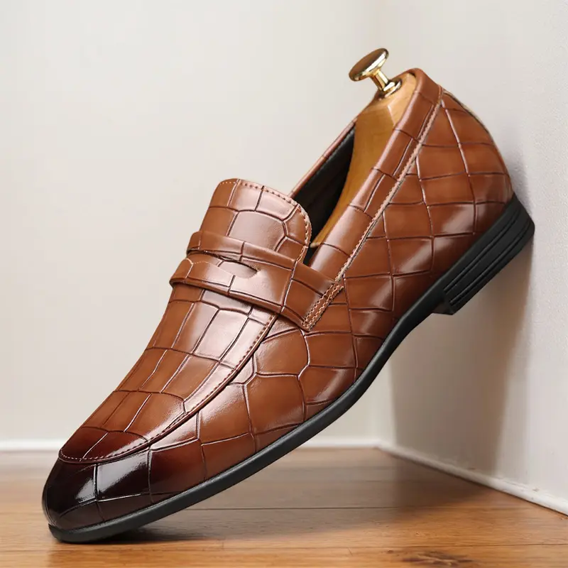 Men's solid color loafers, comfortable, non-slip, wear-resistant rubber sole walking shoes, men's footwear, loafers 38697
