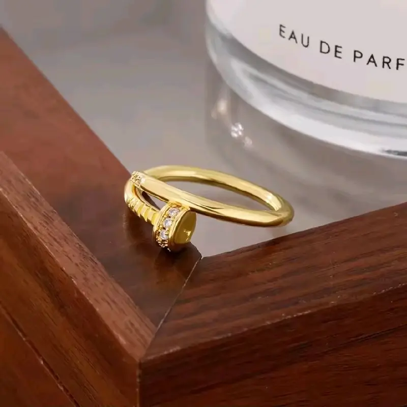 Nail Open Ring Women's Jewelry Gifts Accessories Gold-Tone Sparkling Design Elegant Fashion Accessory