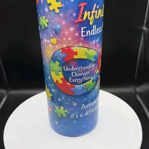 Infinite Endless Autism Awareness Tumbler - Understanding Changes Everything - Colorful Puzzle Design - Perfect for Autism Support