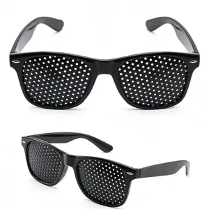 Pinhole Glasses for Eye Relaxation & Screen Fatigue Relief – Unisex Lightweight Black Frame Vision Aid with Holes for Reading, TV, Computer