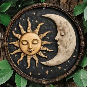 Vintage Moon Alloy Sign 8x8 Inch Gothic Decor, Wall Metal Plaque, Home Door Wall Garden Man Space Unique Gift Halloween Decoration