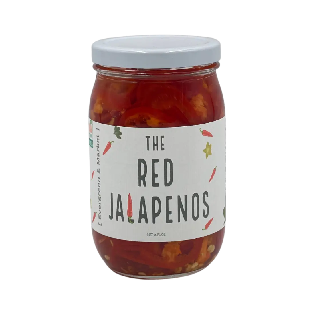 The Red Jalapeños - Pickled Red Peppers, 17 oz Glass Jar with Resealable Lid, Smoky Sweet Heat, Vibrant Flavor, Perfect for Tacos, Sandwiches, Charcuterie Boards, and Pizza