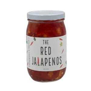 The Red Jalapeños - Pickled Red Peppers, 17 oz Glass Jar with Resealable Lid, Smoky Sweet Heat, Vibrant Flavor, Perfect for Tacos, Sandwiches, Charcuterie Boards, and Pizza