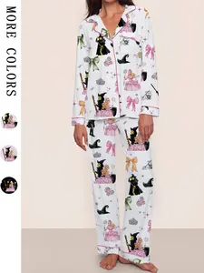 Wicked Movie Autumn Winter Cute Bow  Long Sleeve Pajama Set, Loungewear, Comfortable Sleepwear, Wicked Movie,cozy sleepwear,Green Velvet,Cosplay Movie Night,elphaba,glinda