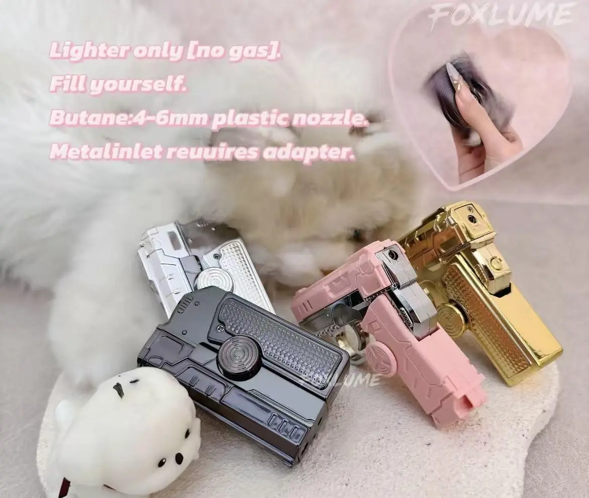 【Without gas】Foxlume Cute Cat Windproof Lighter, Adjustable, Inflatable, Rotatable, Pink Flame,Kitchen&Outdoor Tool, Practical and Elegant Gift for Girlfriends&Ladies, Including Exquisite Gift Box2006 Rose Lighter Accessories