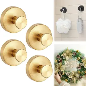 New No-Drill Ring Hook, Functional Metal Towel Hook for Shower and Bathroom Mirror, 2-Piece Set, Durable & Easy Install, Wall Mounted Hook