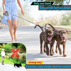 Tangle Free Pet Leash Supports two pets, making it easier to handle Tangle Free