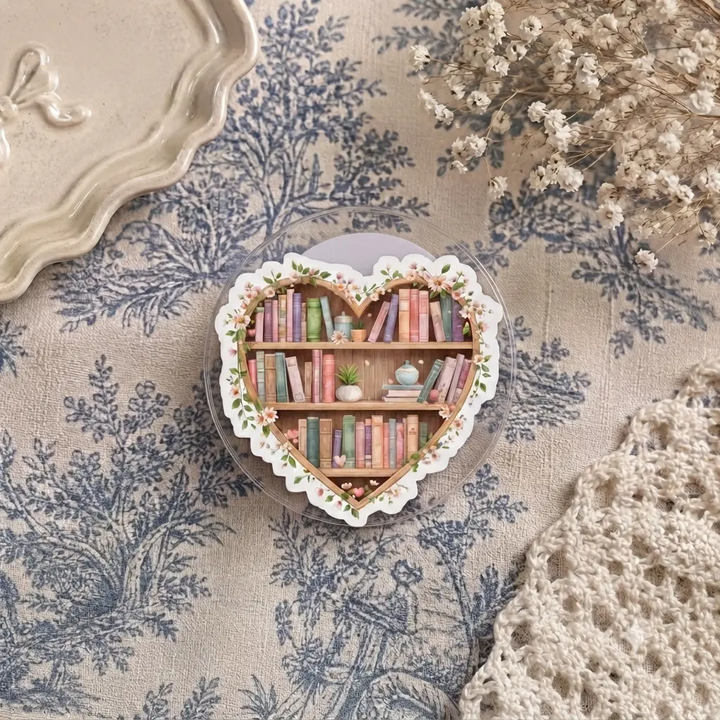 Cute Floral Bookshelf Phone Holder - Aesthetic Reading Nook Griptok