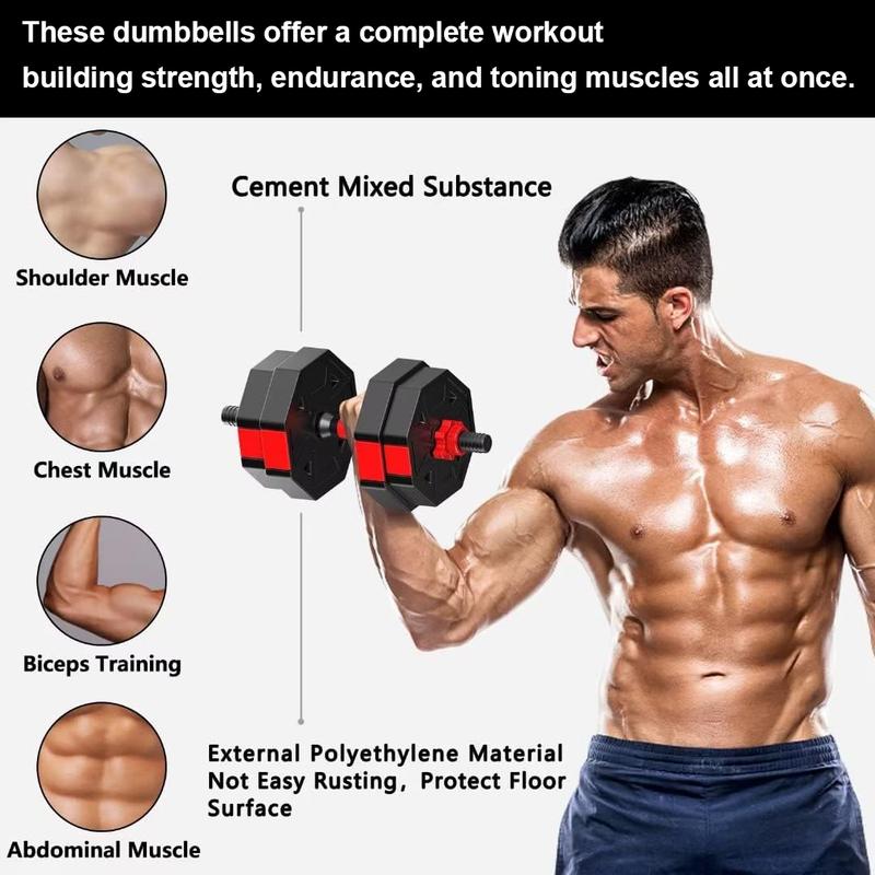Adjustable Dumbbell Set, 5-44lbs Weights, Adjustable Barbell Set, Home Gym Equipment, 3-in-1 Workout Dumbbell, Heavy Duty Cast Iron Weights, Strength Fitness Training Kit