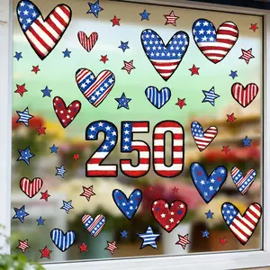 2026 New American Independence Day Love Window Decoration Sticker PVC Electrostatic Sticker Anniversary Celebration 250 Window Stickers