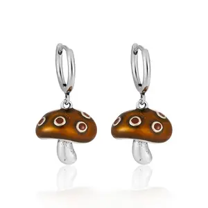 Dark Vintage Resin Mushroom Earrings – Cute Aesthetic Drop Earrings for Women, Trendy Handmade Jewelry