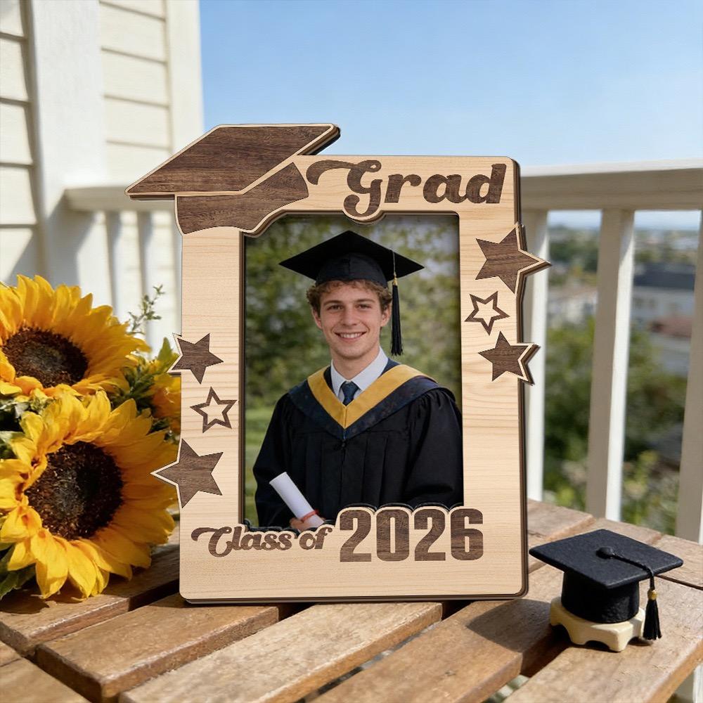 2026 Graduation Wooden Photo Frame , Commemorative Keepsake & Gift for Graduates,Perfect for Daughters, Sons, and Friends,Boyfriend,Girlfriend,Brother