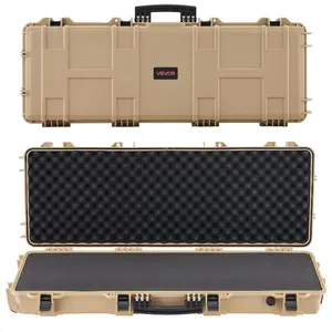 Large Size 42-in Hard Lockable Rifle/Shotgun Storage Case, IP67 Rated Waterproof Dustproof Case with Pre-cut Foams, Movable Wheels, for Airsoft Gun, Khaki