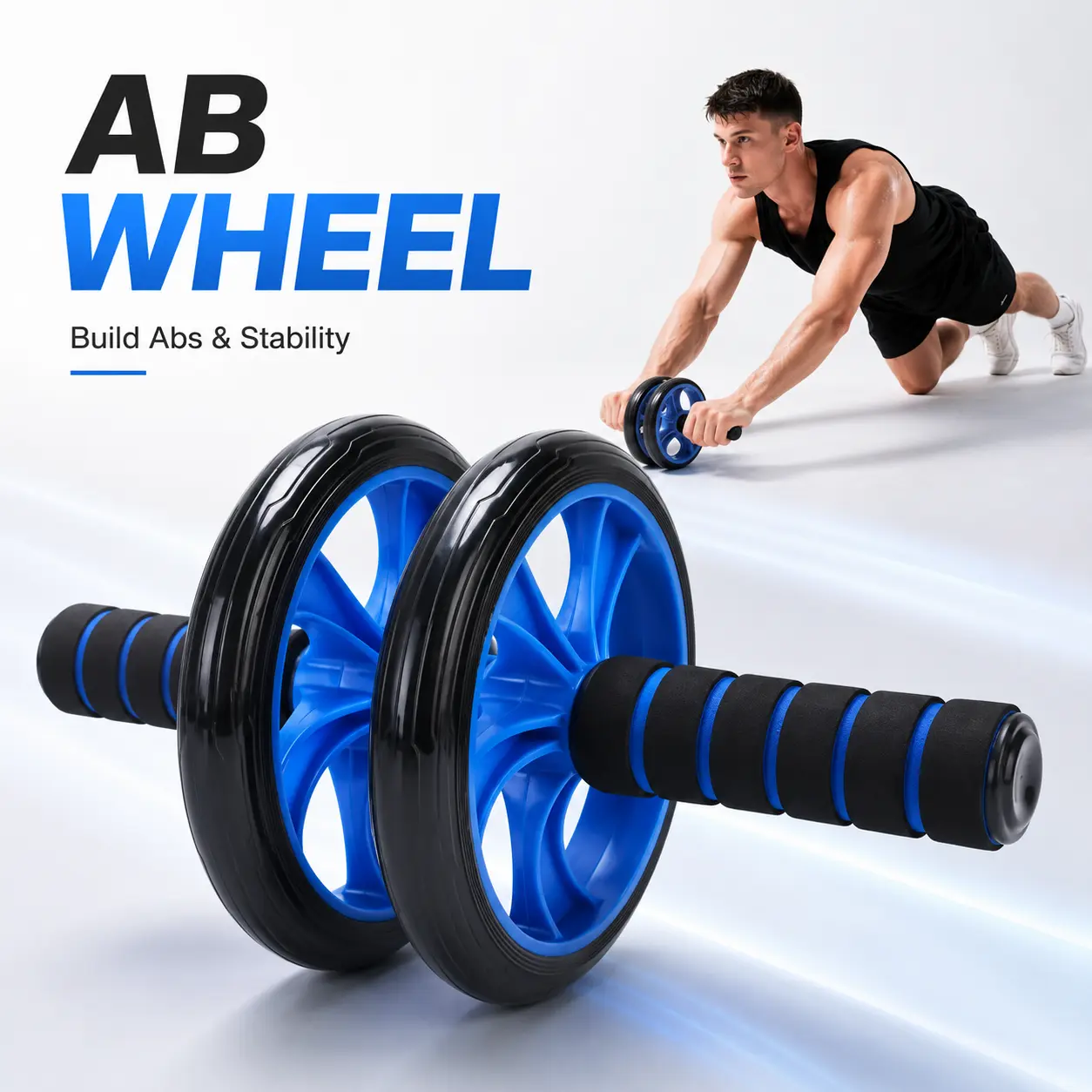 Abdominal Wheel - Core Strength Training Equipment, Ab Crunch Trainer, Portable Exercise Wheel for Home Gym Accessories