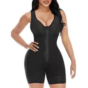 Full Body Shaper for Women Plus Size Tummy Control Thigh Slimming High Waist Push Up Bodysuit Zip Front Shaping Underwear with Lace Details