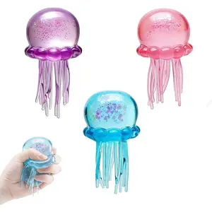 Soft Gel Filled Sensory Squeeze Toy Stretchy Elastic Squishy Stress Relief Ball Calming Anxiety Reducing Hand Fidget Cute Relaxing Jelly Texture Fun Portable Handheld Squeeze Toy Gift for All Ages