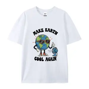 Make Earth Cool Again Graphic Oversized Cotton T-Shirt, Cute Earth Lover Tee, Comfort Fashion Outfit, Perfect Gift for Earth Day & Environmental Enthusiasts, Valentine's Day Gift for Nature Lovers