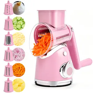 SUSTEAS 6-in-1 Cheese Grater with Strong Suction, Ice Crusher & Hand Protection - Multi-Functional, Durable & Safe Kitchen Vegetable Slicer Dicer Fruit Vegetable Slicer Black Utensils